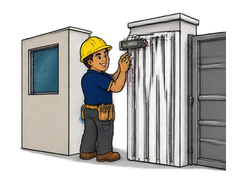 Desenho do técnico do Doutor na Obra fazendo instalação de portão em condomínio e guarita