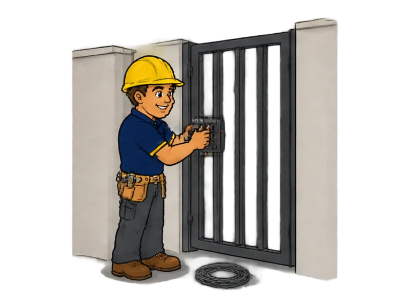 Desenho do técnico do Doutor na Obra fazendo instalação de portão social