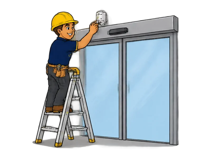 Desenho do técnico do Doutor na Obra fazendo instalação de portas automáticas
