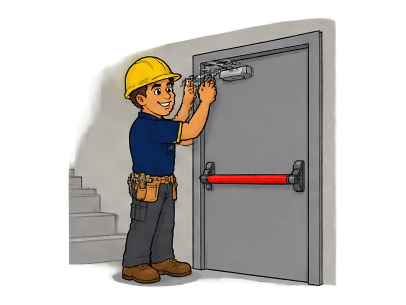 Desenho do técnico do Doutor na Obra fazendo instalação de portas corta-fogo