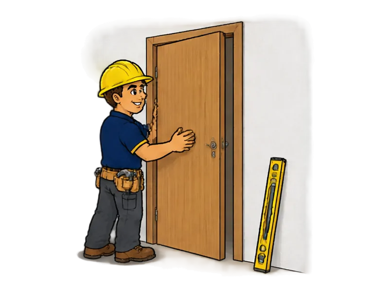 Desenho do técnico do Doutor na Obra fazendo instalação de portas de madeira