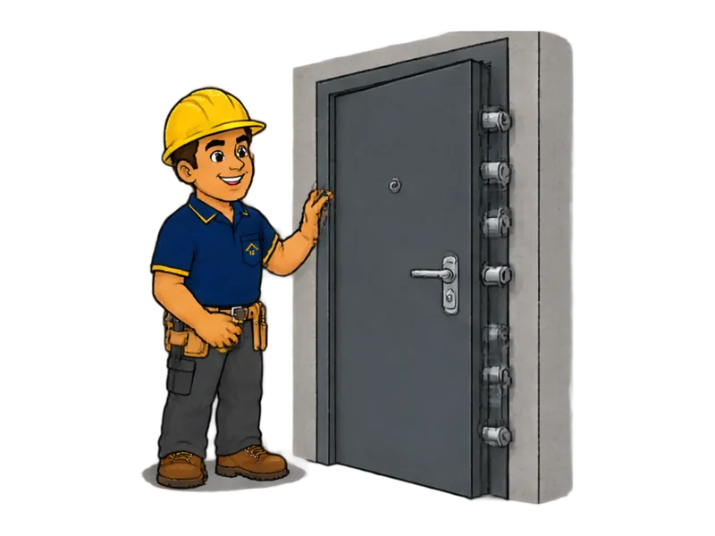 Desenho do técnico do Doutor na Obra fazendo instalação de portas de segurança e blindadas