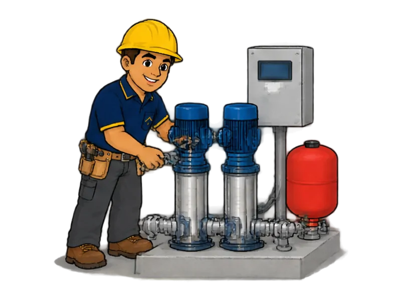 Desenho do técnico do Doutor na Obra fazendo instalação de pressurização de prédios