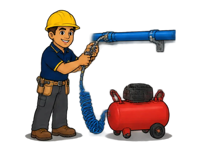 Desenho do técnico do Doutor na Obra fazendo instalação de rede de ar comprimido