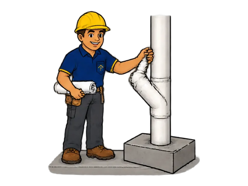 Desenho do técnico do Doutor na Obra fazendo instalação de rede de esgoto em edificação