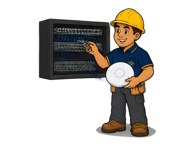 Desenho do técnico do Doutor na Obra fazendo instalação de rede para lojas e escritórios