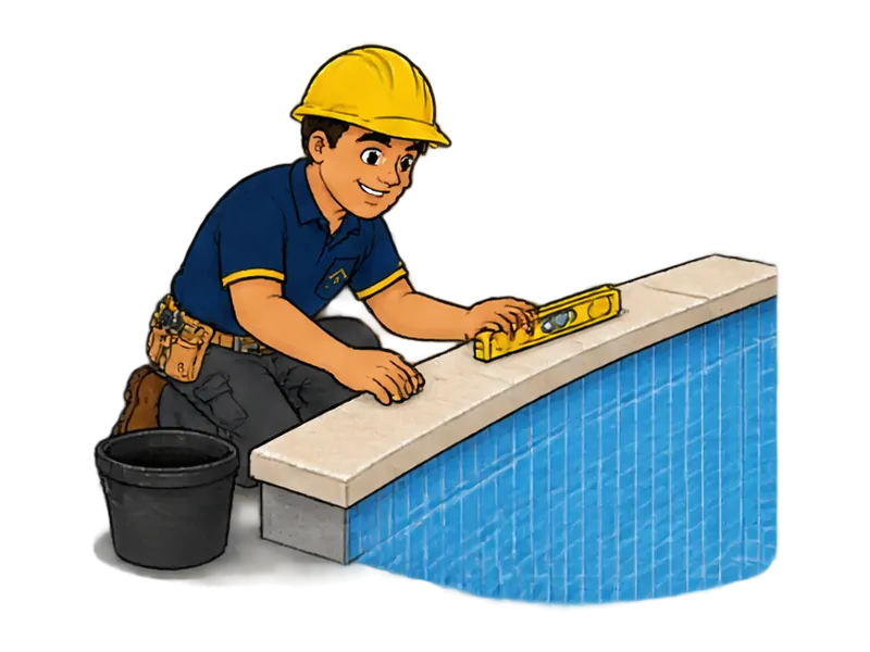 Desenho do técnico do Doutor na Obra fazendo instalação de revestimento de piscina