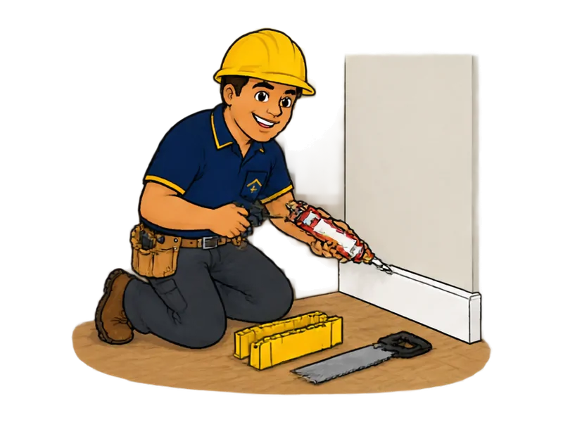 Desenho do técnico do Doutor na Obra fazendo instalação de rodapé