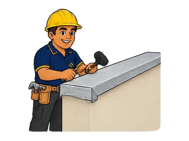 Desenho do técnico do Doutor na Obra fazendo instalação de rufos e pingadeiras
