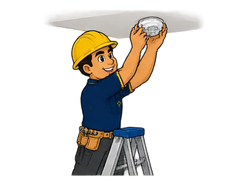 Desenho do técnico do Doutor na Obra fazendo instalação de sensor de presença