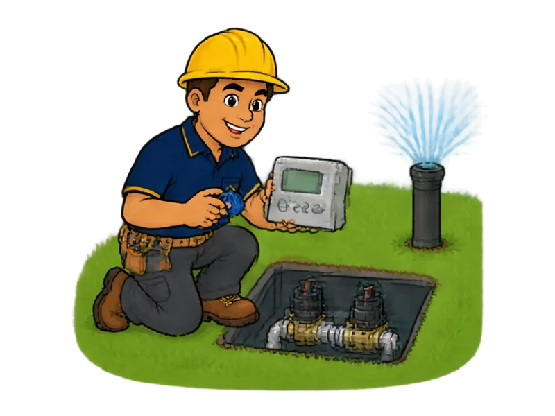 Desenho do técnico do Doutor na Obra fazendo instalação de sistema de irrigação automatizada