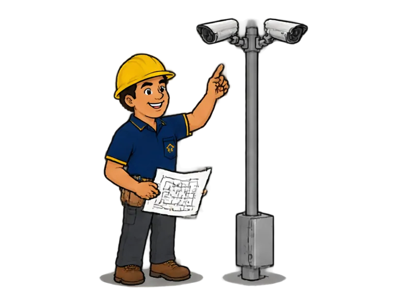 Desenho do técnico do Doutor na Obra fazendo instalação de sistema de segurança para condomínios