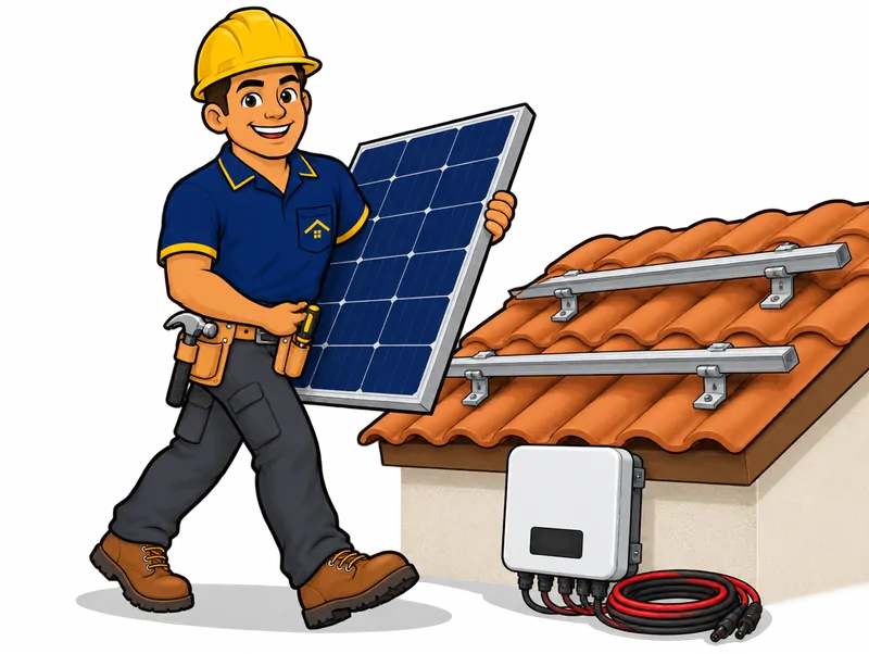 Desenho do técnico do Doutor na Obra fazendo instalação de sistema solar