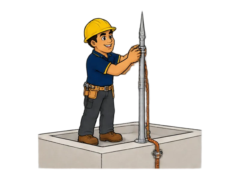 Desenho do técnico do Doutor na Obra fazendo instalação de SPDA (para-raios)