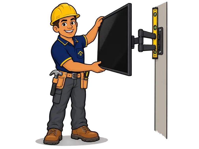 Desenho do técnico do Doutor na Obra fazendo instalação de suporte de TV