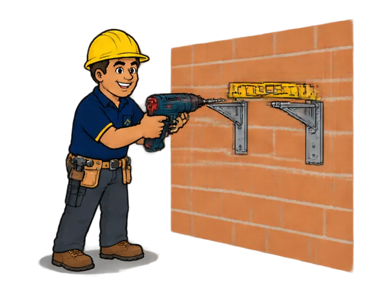 Desenho do técnico do Doutor na Obra fazendo instalação de suporte para condensadora