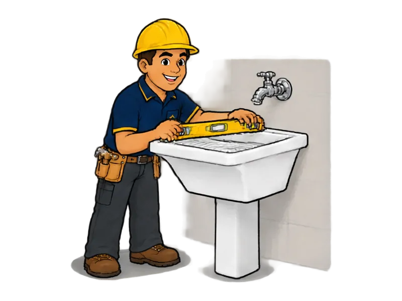 Desenho do técnico do Doutor na Obra fazendo instalação de tanque e pia de lavanderia