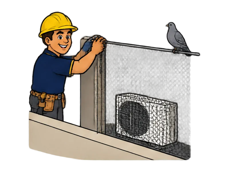 Desenho do técnico do Doutor na Obra fazendo instalação de telas anti-pombos