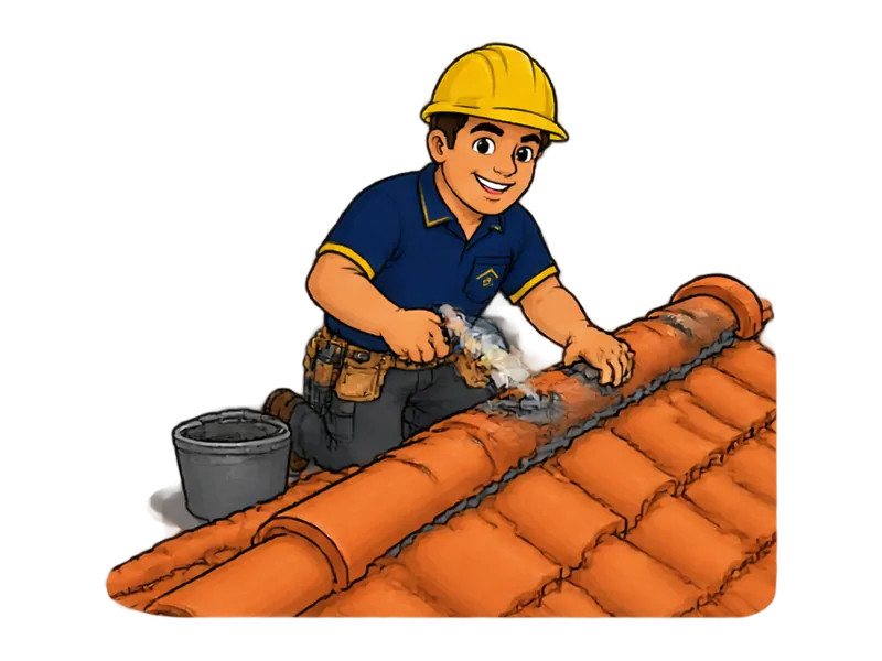 Desenho do técnico do Doutor na Obra fazendo instalação de telha cerâmica