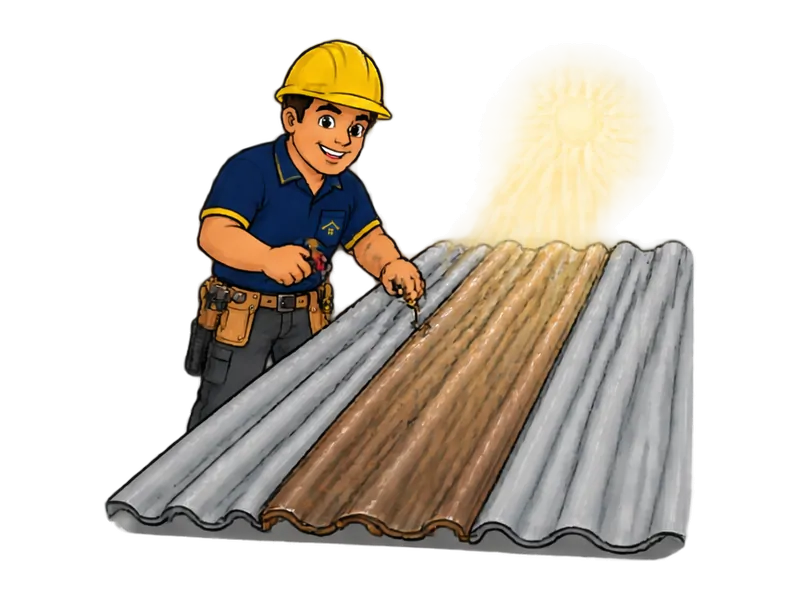 Desenho do técnico do Doutor na Obra fazendo instalação de telha de policarbonato