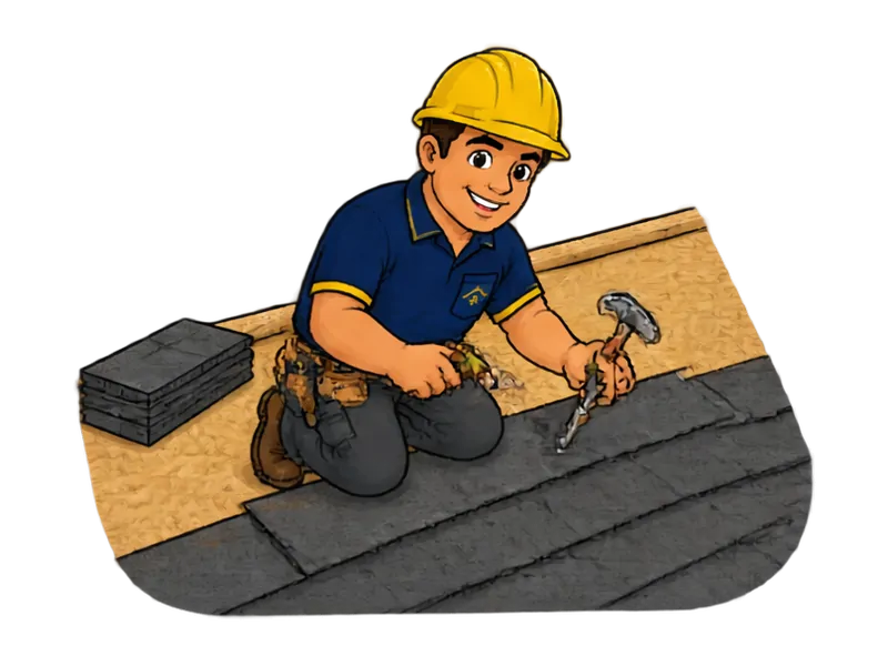 Desenho do técnico do Doutor na Obra fazendo instalação de telha shingle