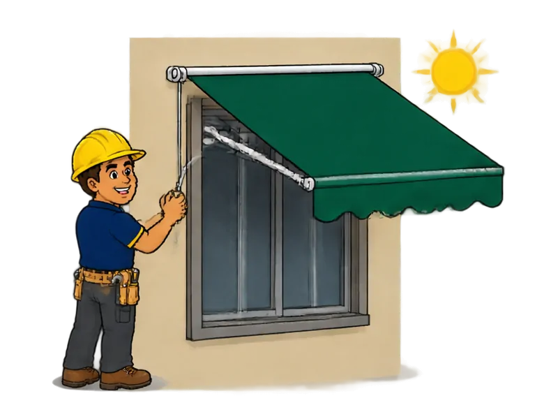 Desenho do técnico do Doutor na Obra fazendo instalação de toldos