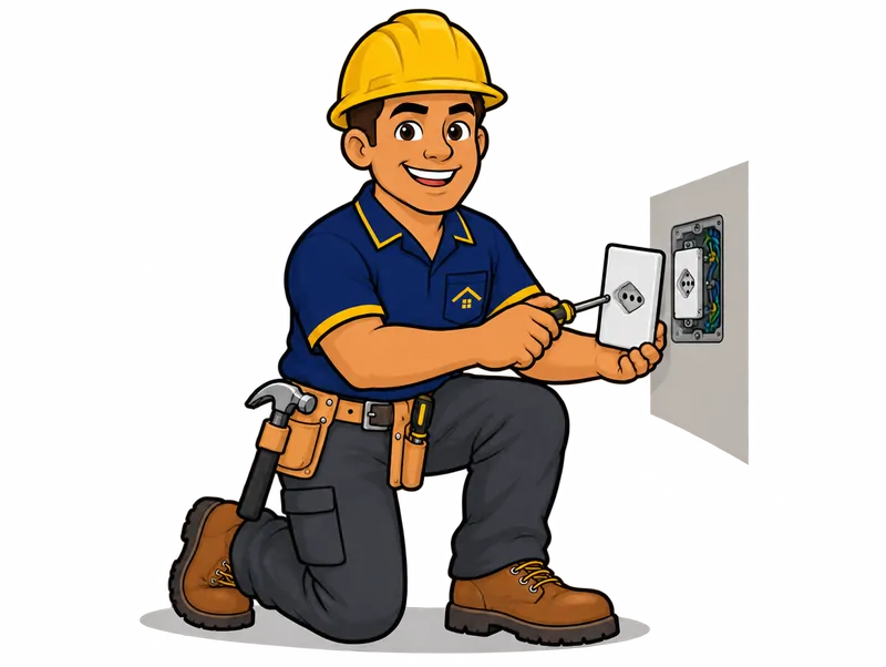 Desenho do técnico do Doutor na Obra fazendo instalação de tomada