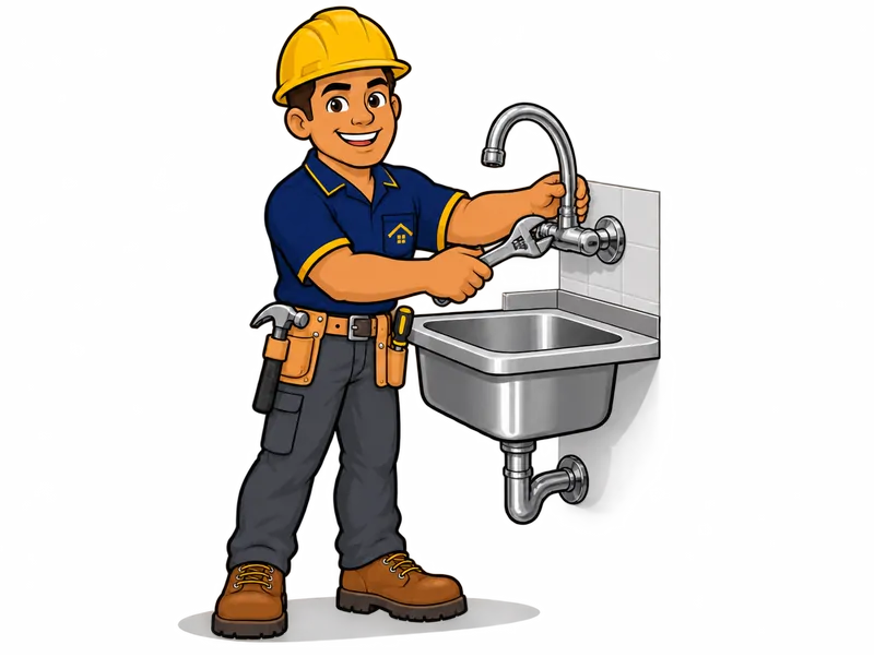 Desenho do técnico do Doutor na Obra fazendo instalação de torneira de cozinha