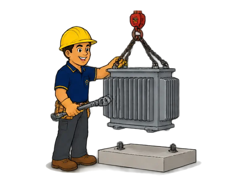 Desenho do técnico do Doutor na Obra fazendo instalação de transformador