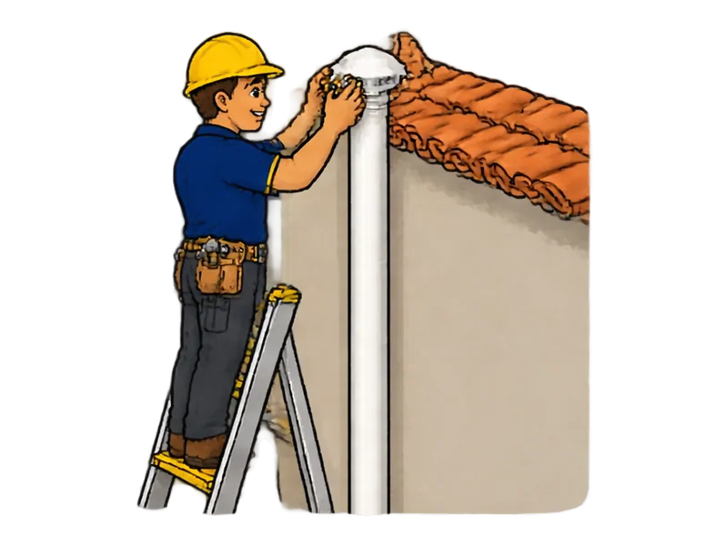 Desenho do técnico do Doutor na Obra fazendo instalação de ventilação de esgoto