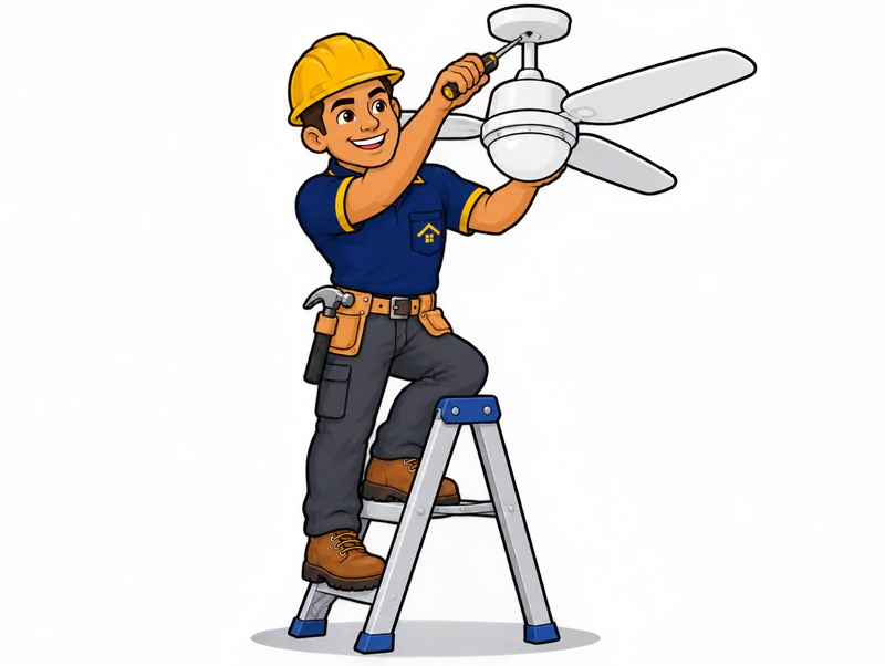 Desenho do técnico do Doutor na Obra fazendo instalação de ventilador de teto