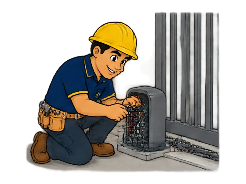 Desenho do técnico do Doutor na Obra fazendo instalação elétrica de portão eletrônico