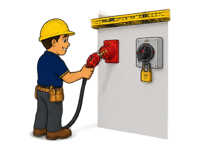 Desenho do técnico do Doutor na Obra fazendo instalação elétrica industrial para máquinas e equipamentos