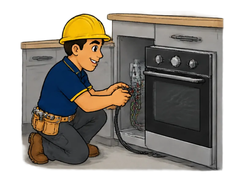 Desenho do técnico do Doutor na Obra fazendo instalação elétrica para forno elétrico e cooktop