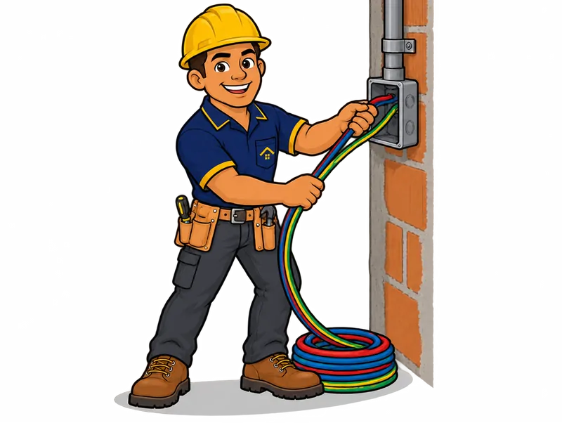 Desenho do técnico do Doutor na Obra fazendo instalação elétrica