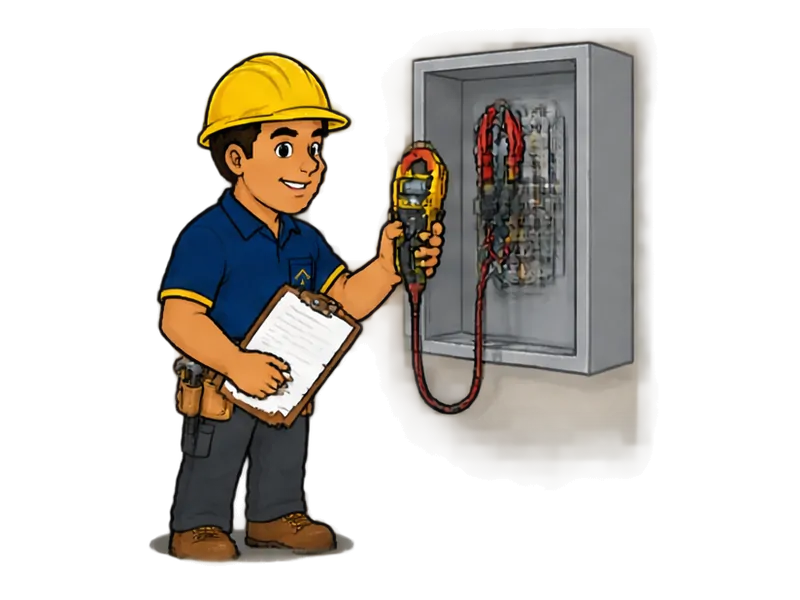 Desenho do técnico do Doutor na Obra fazendo laudo de eficiência energética