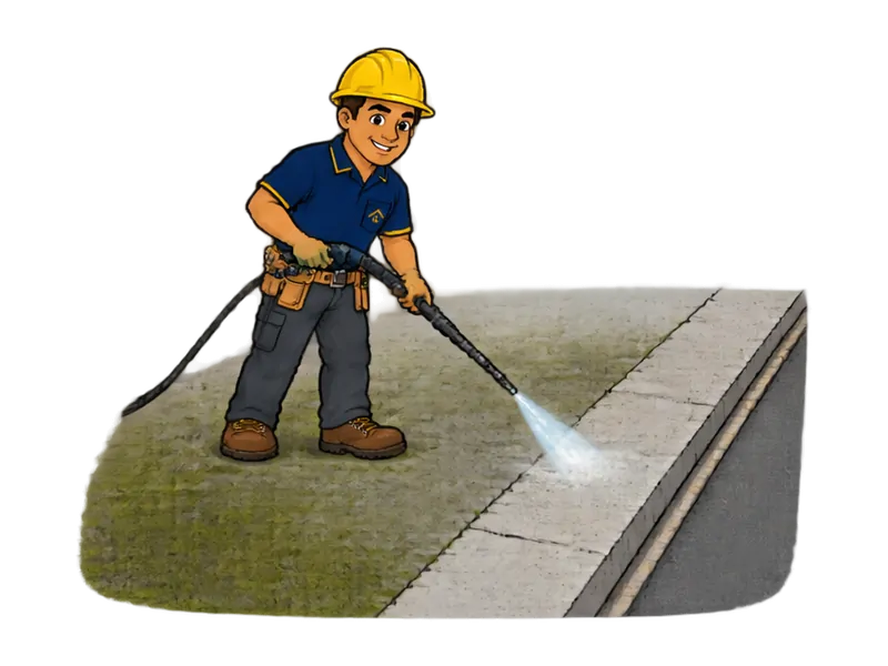 Desenho do técnico do Doutor na Obra fazendo lavagem de calçadas e pisos externos