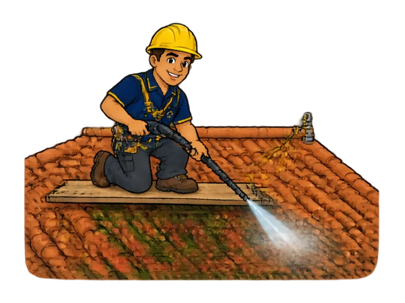 Desenho do técnico do Doutor na Obra fazendo lavagem de telhados