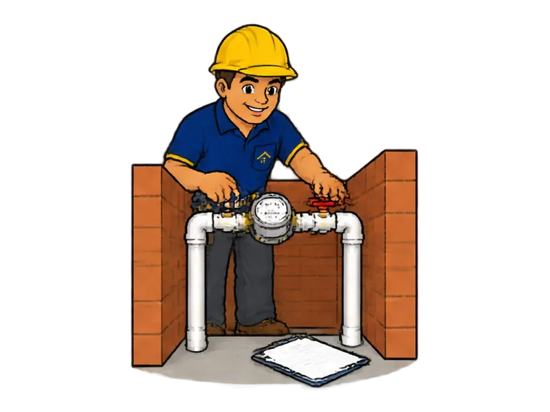 Desenho do técnico do Doutor na Obra fazendo ligação de água junto à concessionária