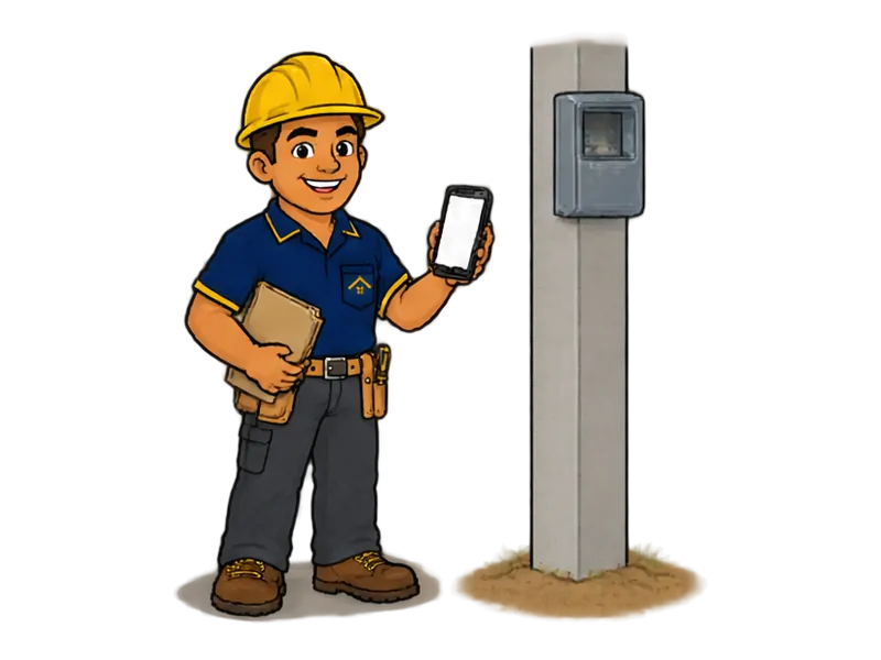 Desenho do técnico do Doutor na Obra fazendo ligação nova de energia (solicitação à concessionária)