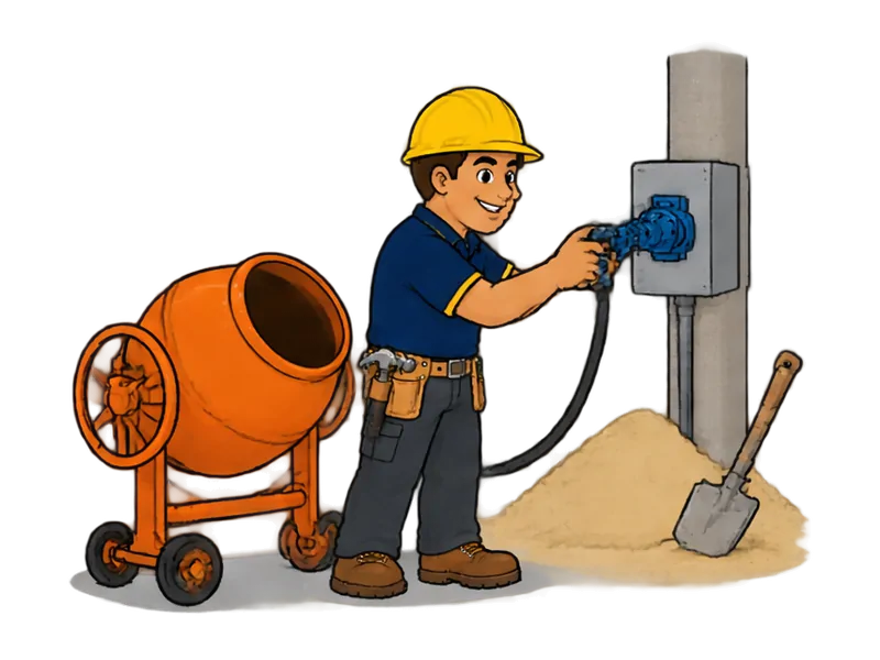 Desenho do técnico do Doutor na Obra fazendo ligação provisória de energia para obra