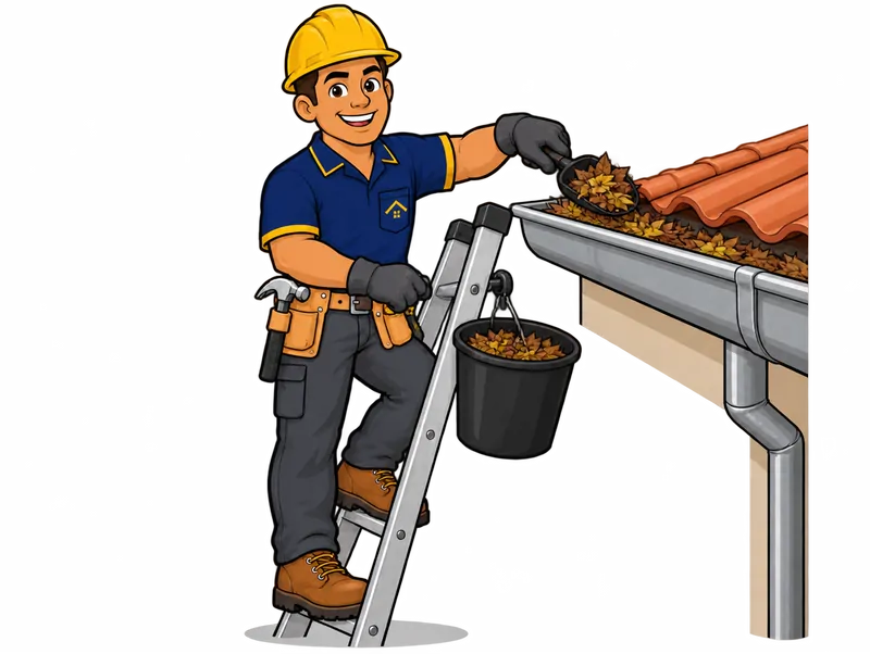 Desenho do técnico do Doutor na Obra fazendo limpeza de calhas