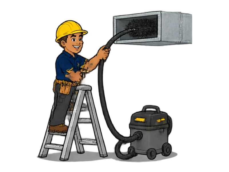 Desenho do técnico do Doutor na Obra fazendo limpeza de dutos de ar-condicionado