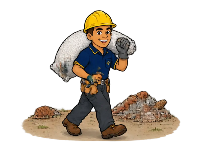 Desenho do técnico do Doutor na Obra fazendo limpeza de entulho