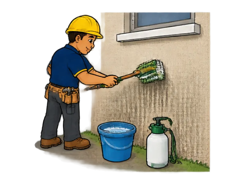 Desenho do técnico do Doutor na Obra fazendo limpeza de fachada
