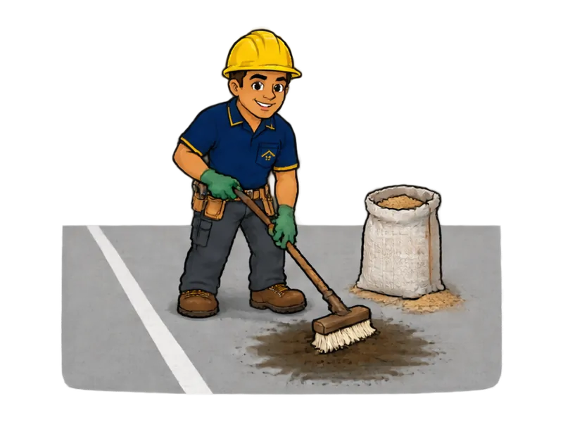 Desenho do técnico do Doutor na Obra fazendo limpeza de garagem e estacionamento