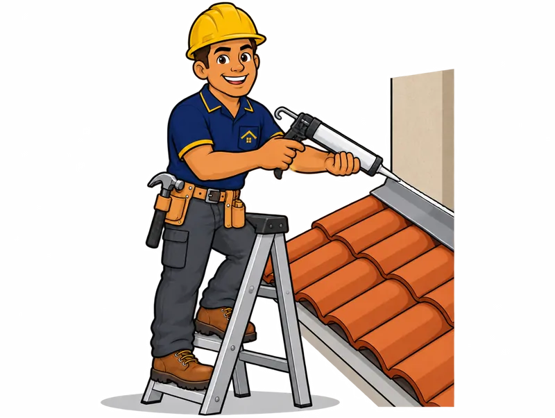 Desenho do técnico do Doutor na Obra fazendo limpeza de rufos