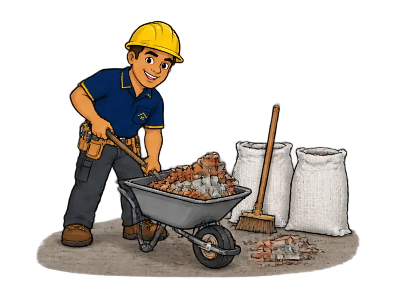 Desenho do técnico do Doutor na Obra fazendo limpeza grossa de obra