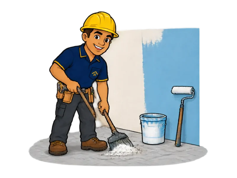 Desenho do técnico do Doutor na Obra fazendo limpeza pós-obra