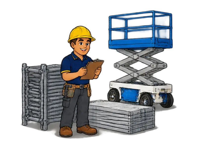 Desenho do técnico do Doutor na Obra fazendo locação de andaimes e plataformas